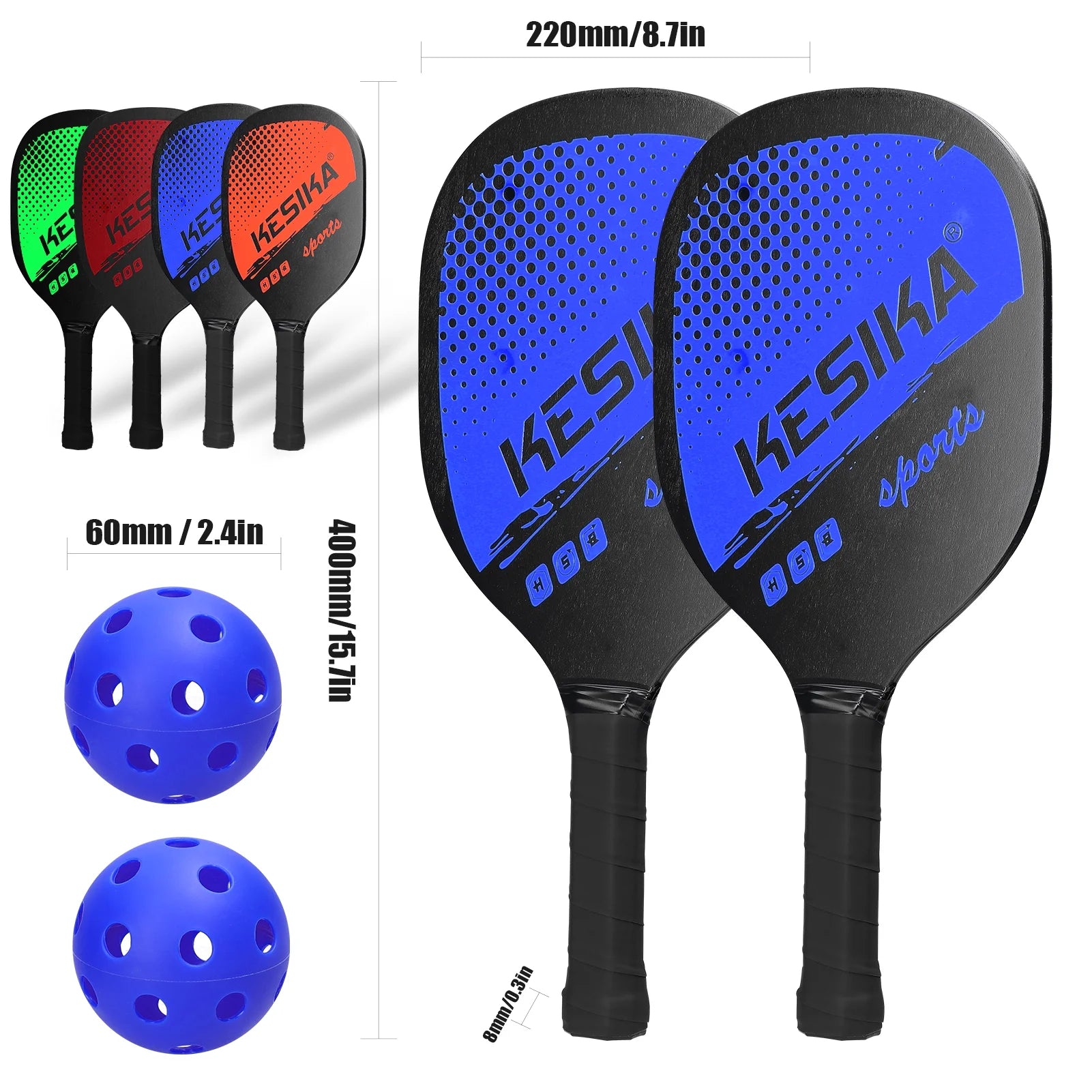 Pickleball Paddle Set Pickleball Rackets Ball Set 2 Rackets & 4 Pickleball Balls with Carrying Bag for Men Women