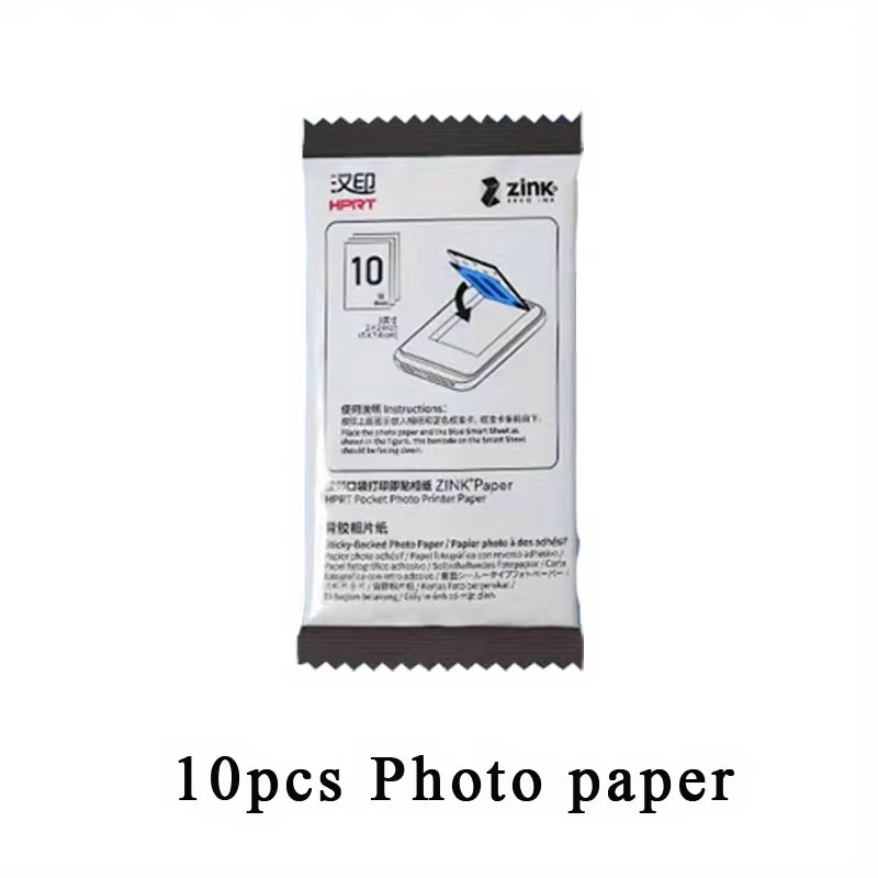 10Pcs Photo Paper 2X3 Inch Sticky-Backed Photo Paper for HPRT MT53 Pocket Photo Printer